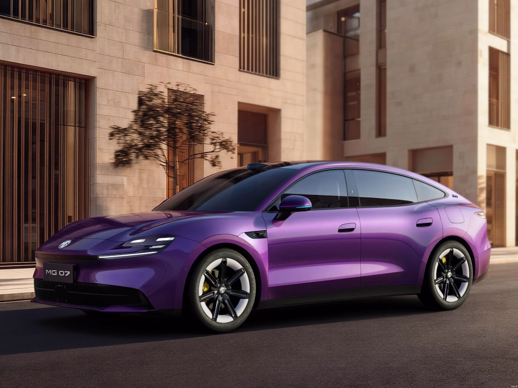 Purple 2026 MG 07 electric fastback, official model gallery