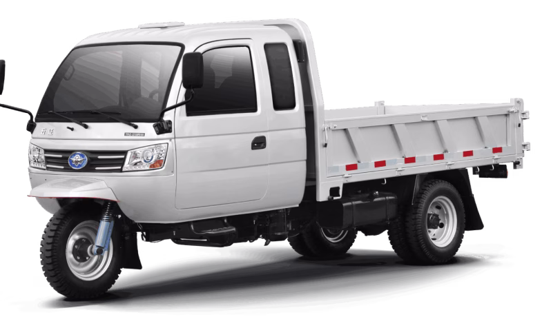 White Wuzheng 3MX ICE three-wheeled cargo vehicle with an enclosed cab